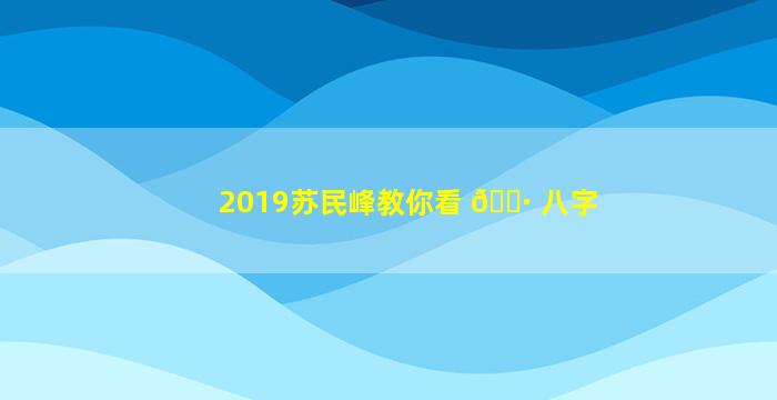 2019苏民峰教你看 🌷 八字